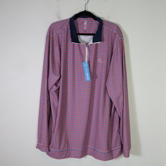 Rhoback Other - Rhoback Match Play Performance Q Zip Men 3XL Red Blue Gingham USA Patriotic Golf